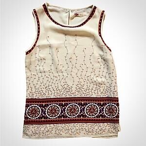 Chelsea & Violet Floral Beige Red Tank Top Womens XSmall